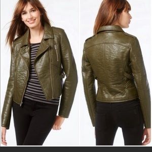 Rachel Roy Green Vegan Leather Jacket